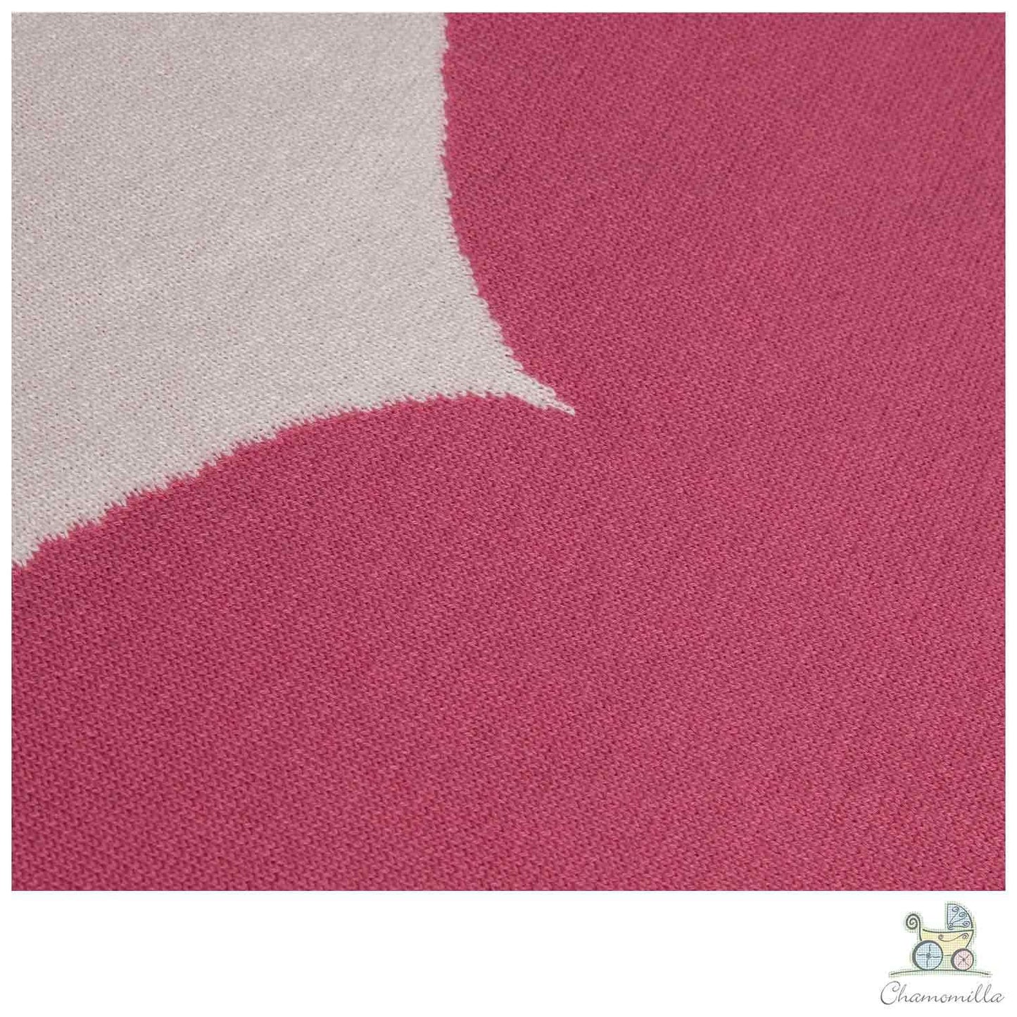 Manta em Algodão Orgânico Dupla Face Coração Natural e Pink - Chamomilla