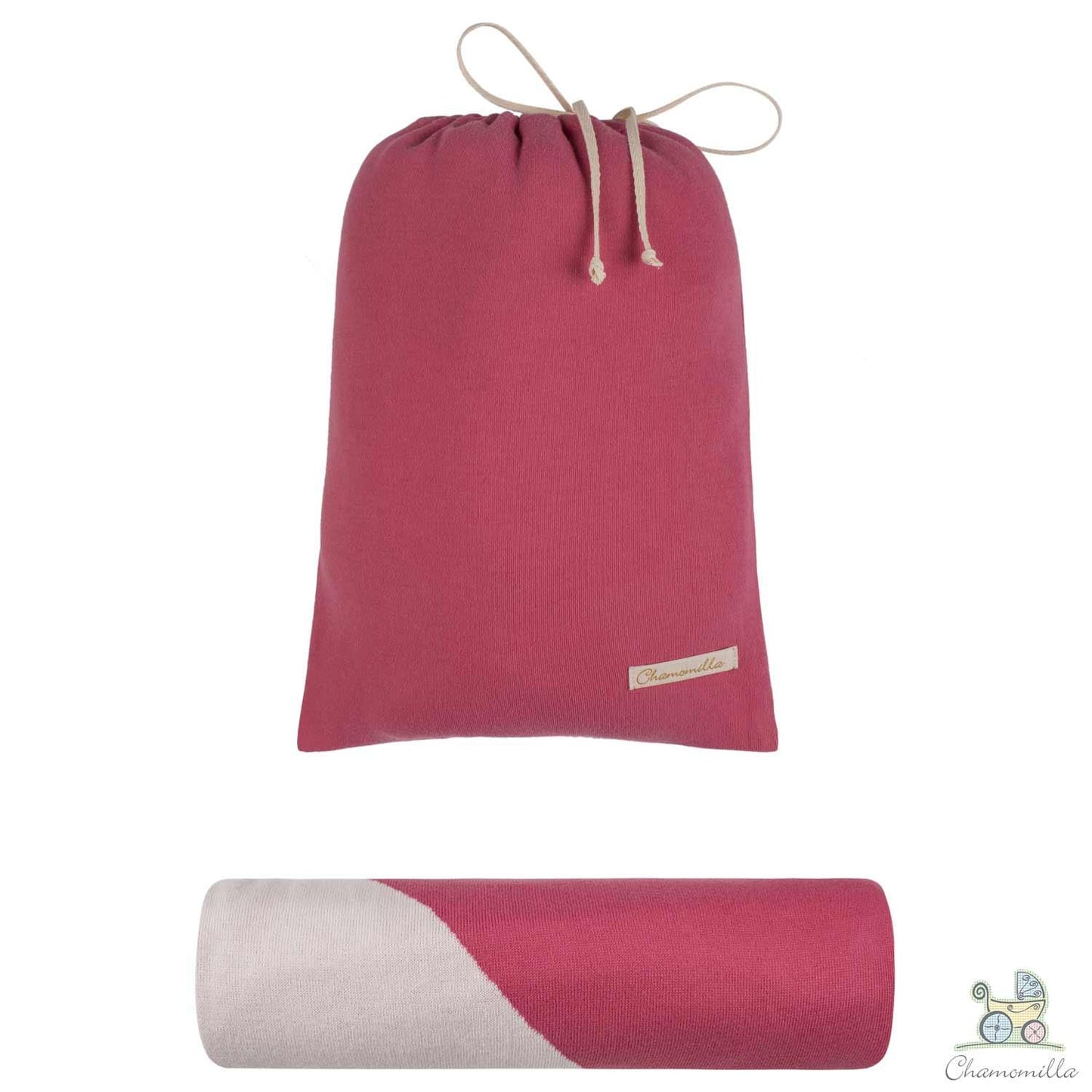Manta em Algodão Orgânico Dupla Face Coração Natural e Pink - Chamomilla