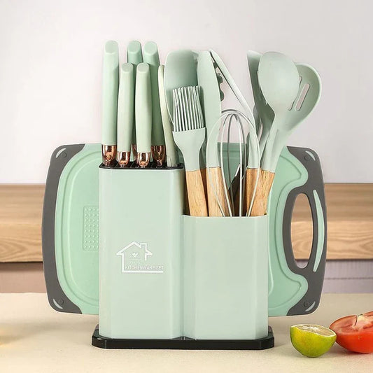 🍳 Premium Silicone Kitchen Utensil Set – 19 Pieces with Stand 🍳